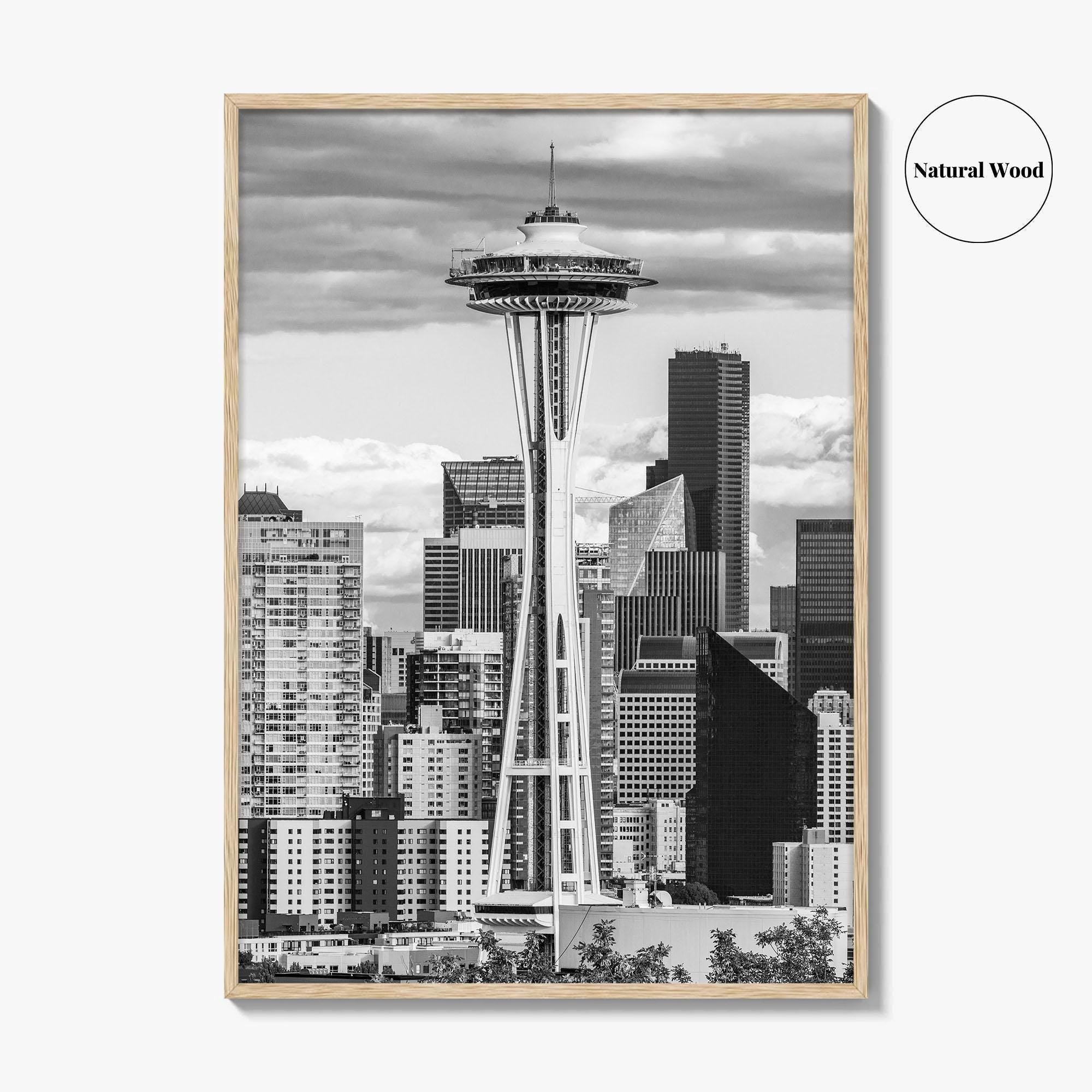 Seattle Skyline Black and White Fine Art Photo Print, Washington Poster