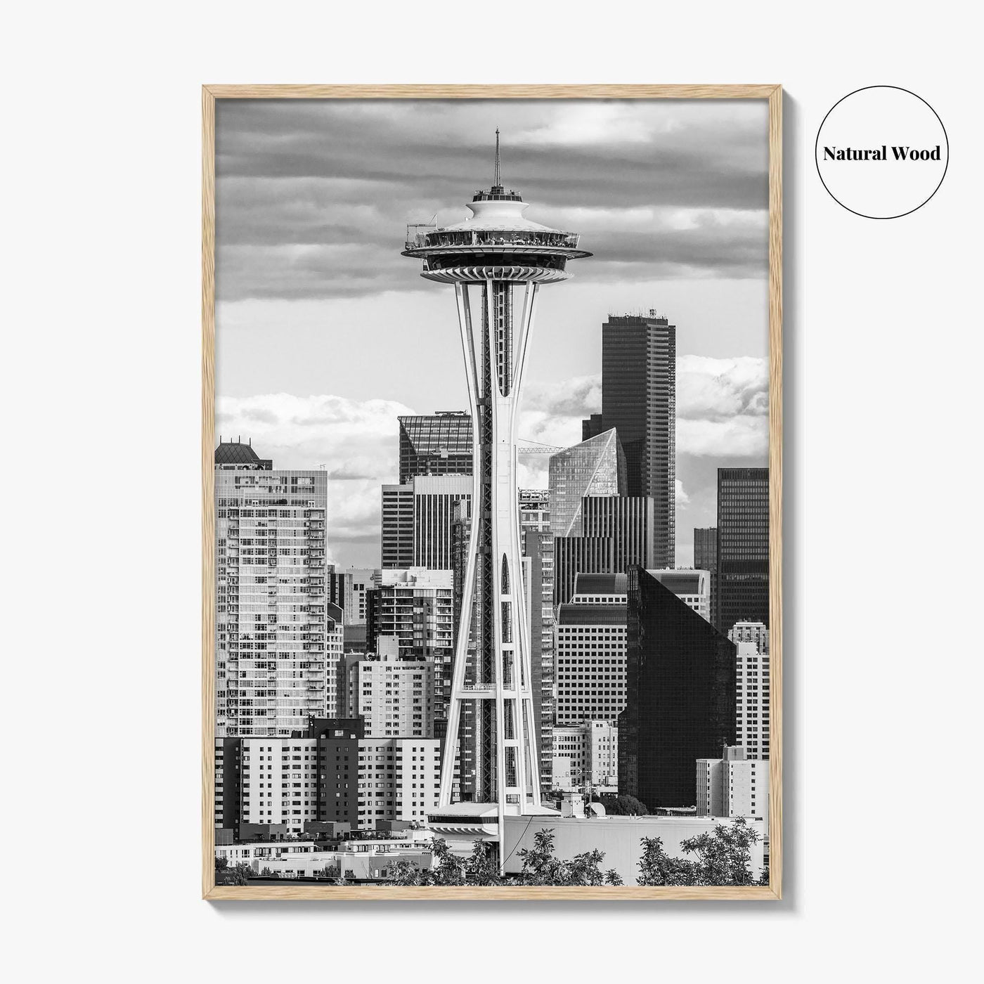 Seattle Skyline Black and White Fine Art Photo Print, Washington Poster