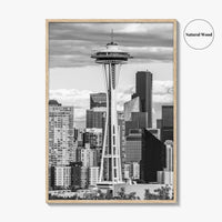 Seattle Skyline Black and White Fine Art Photo Print, Washington Poster
