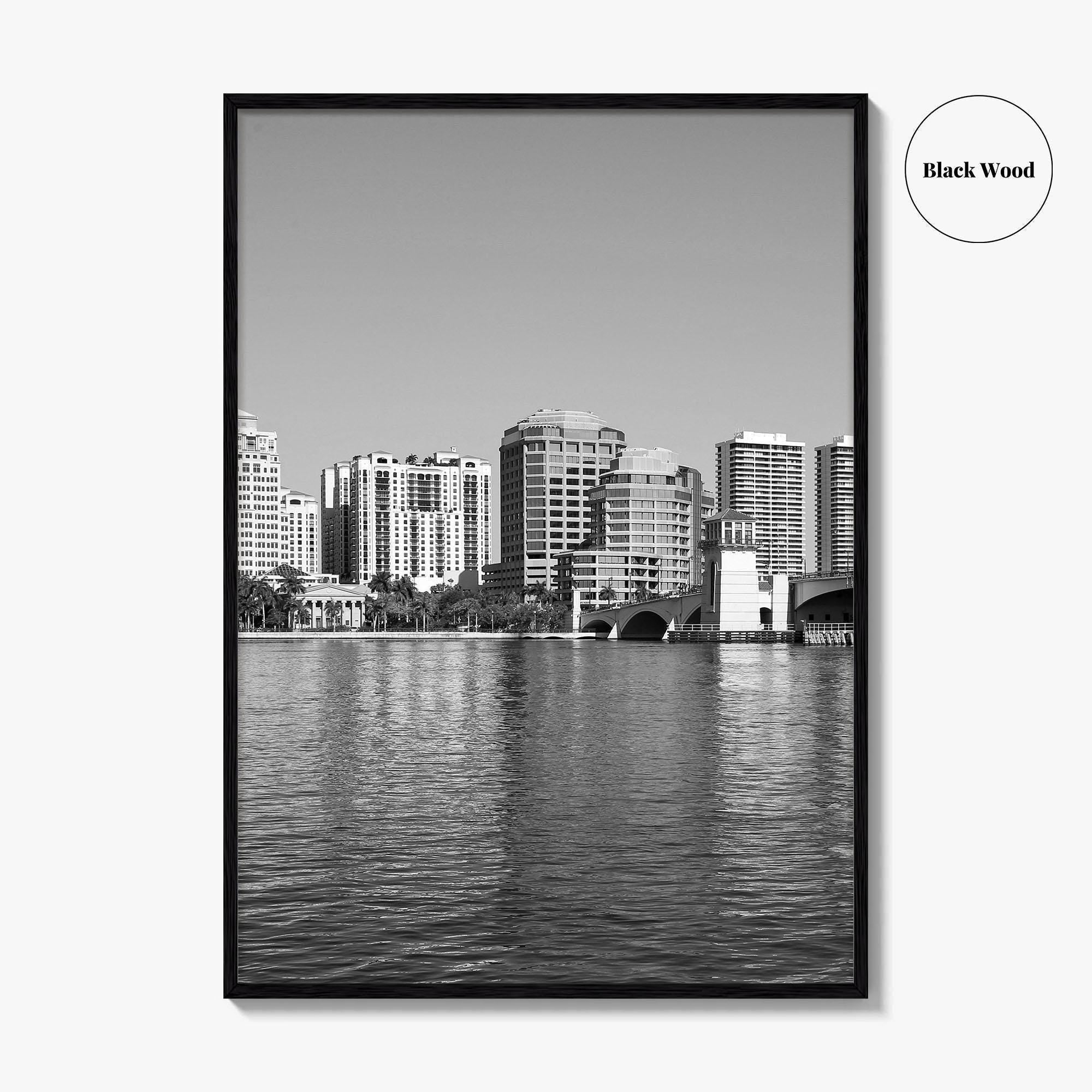 West Palm Beach Skyline Black and White Fine Art Photo Print, Florida Poster
