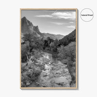 Zion National Park Black and White Fine Art Photo Print, Watchman, Utah USA Poster