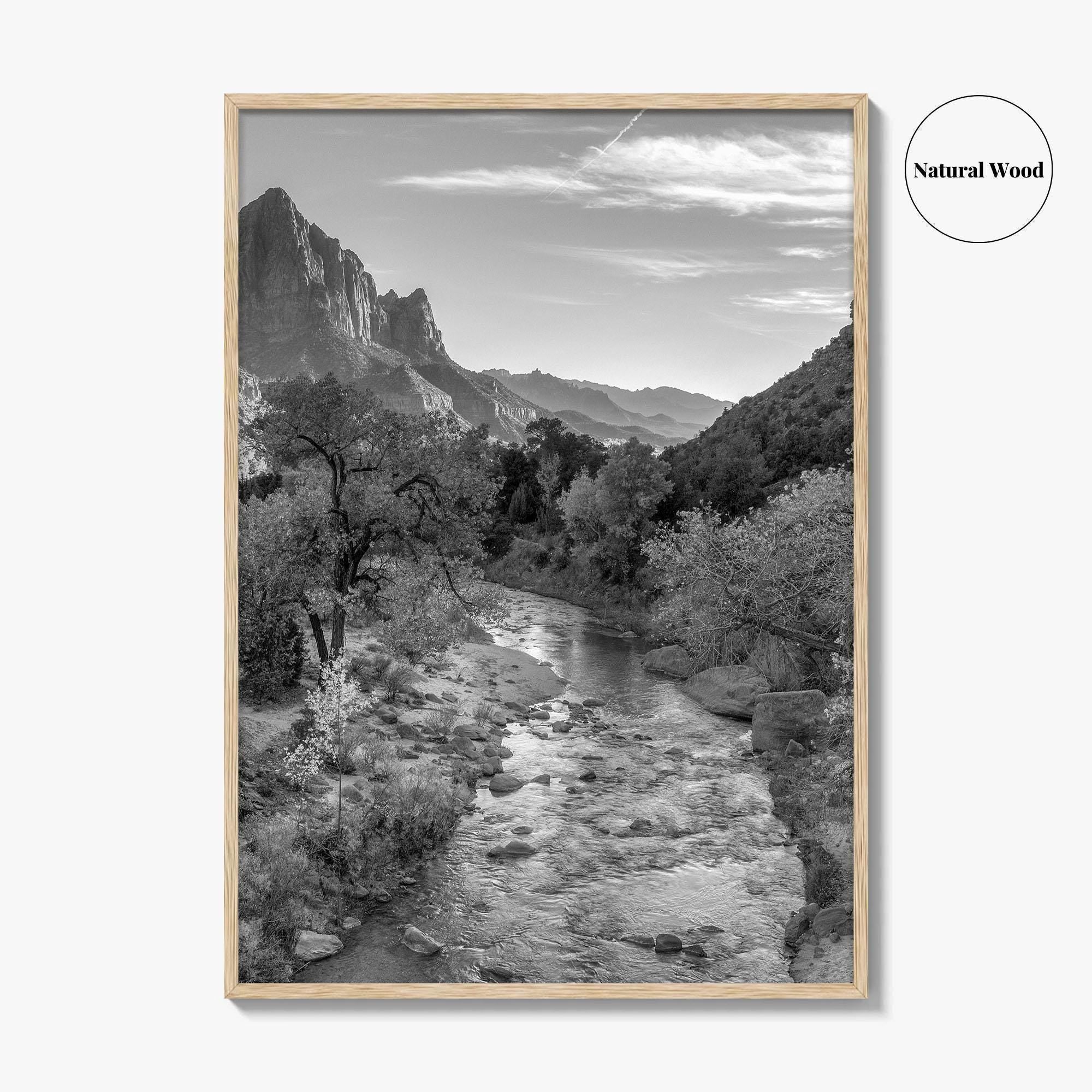 Zion National Park Black and White Fine Art Photo Print, Watchman, Utah USA Poster