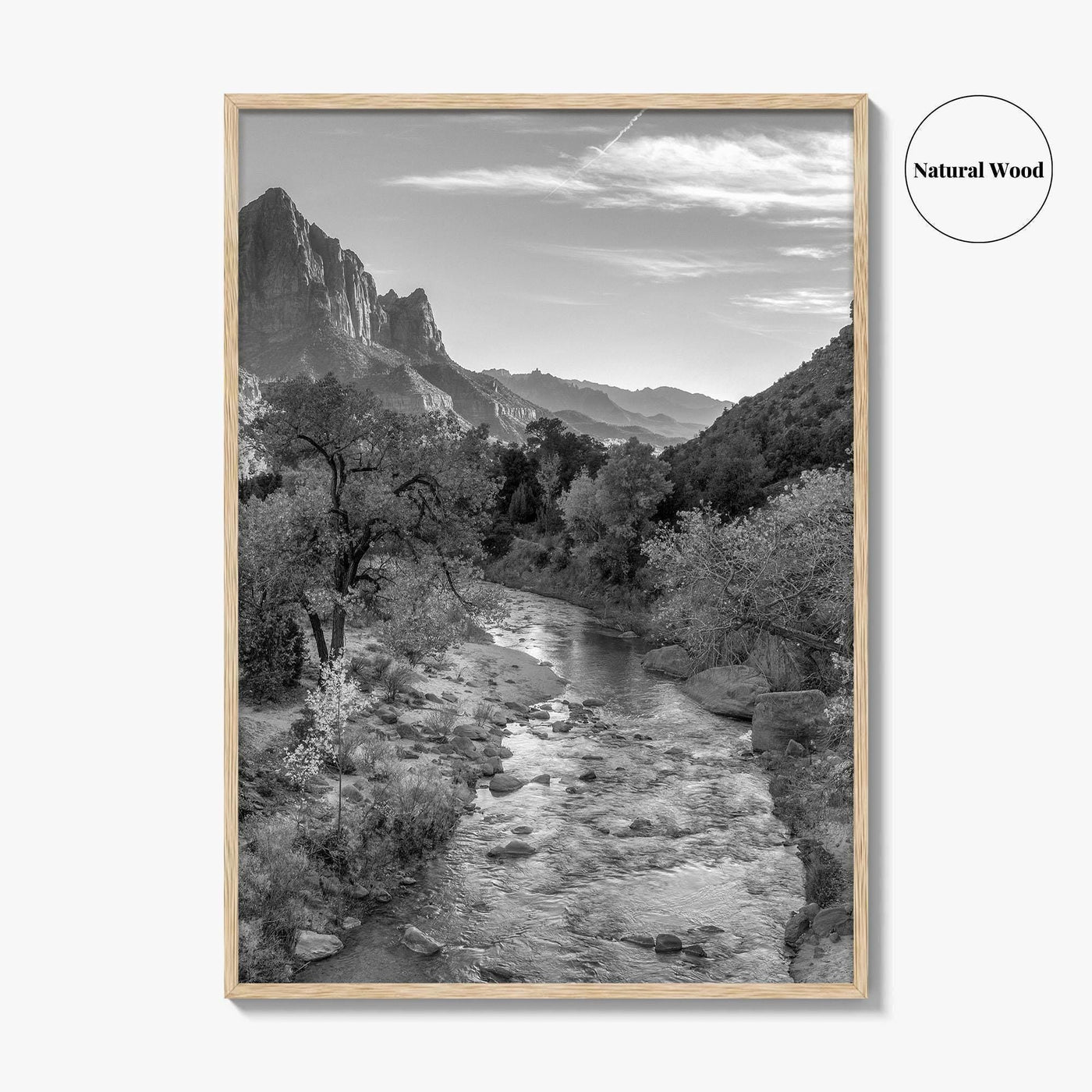 Zion National Park Black and White Fine Art Photo Print, Watchman, Utah USA Poster