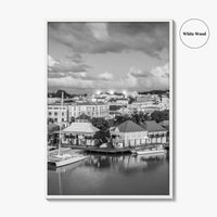 St John's Skyline Black and White Fine Art Photo Print, Antigua, Redcliffe Quay Poster