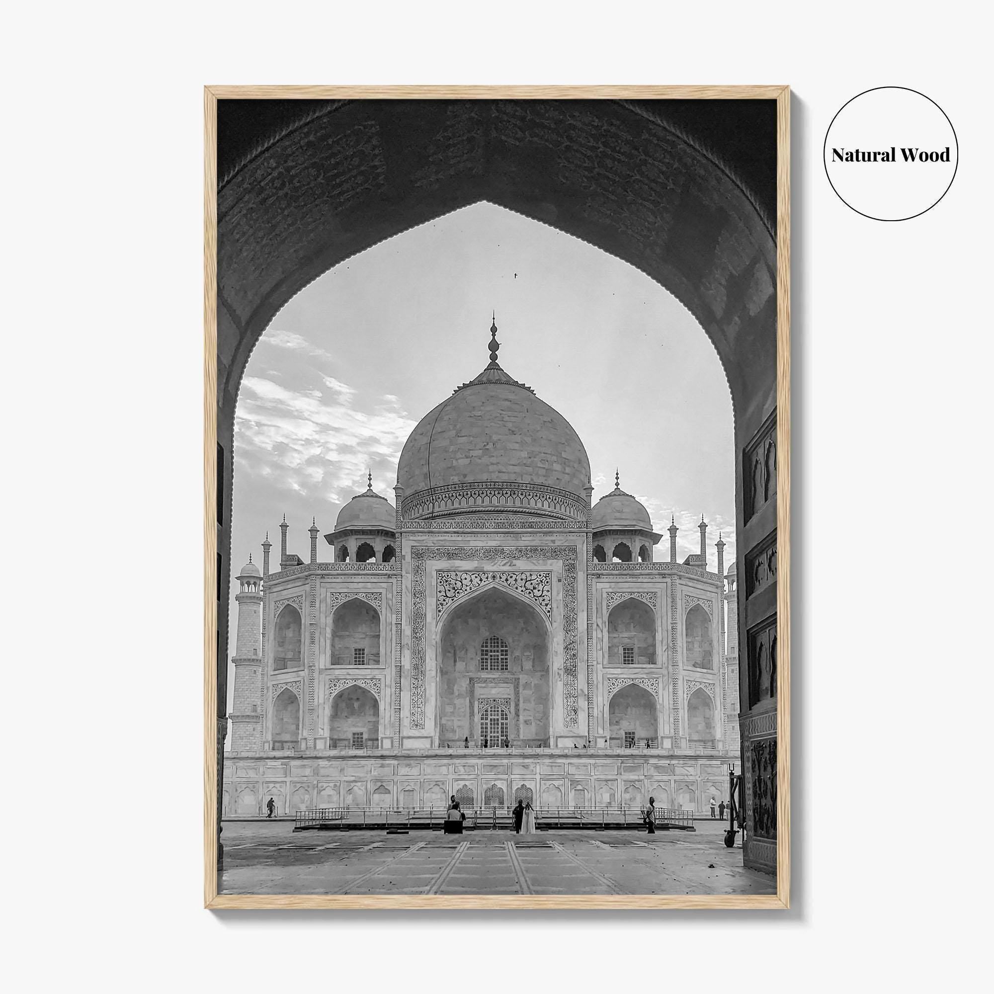Taj Mahal Black and White Fine Art Photo Print, Agra India Poster