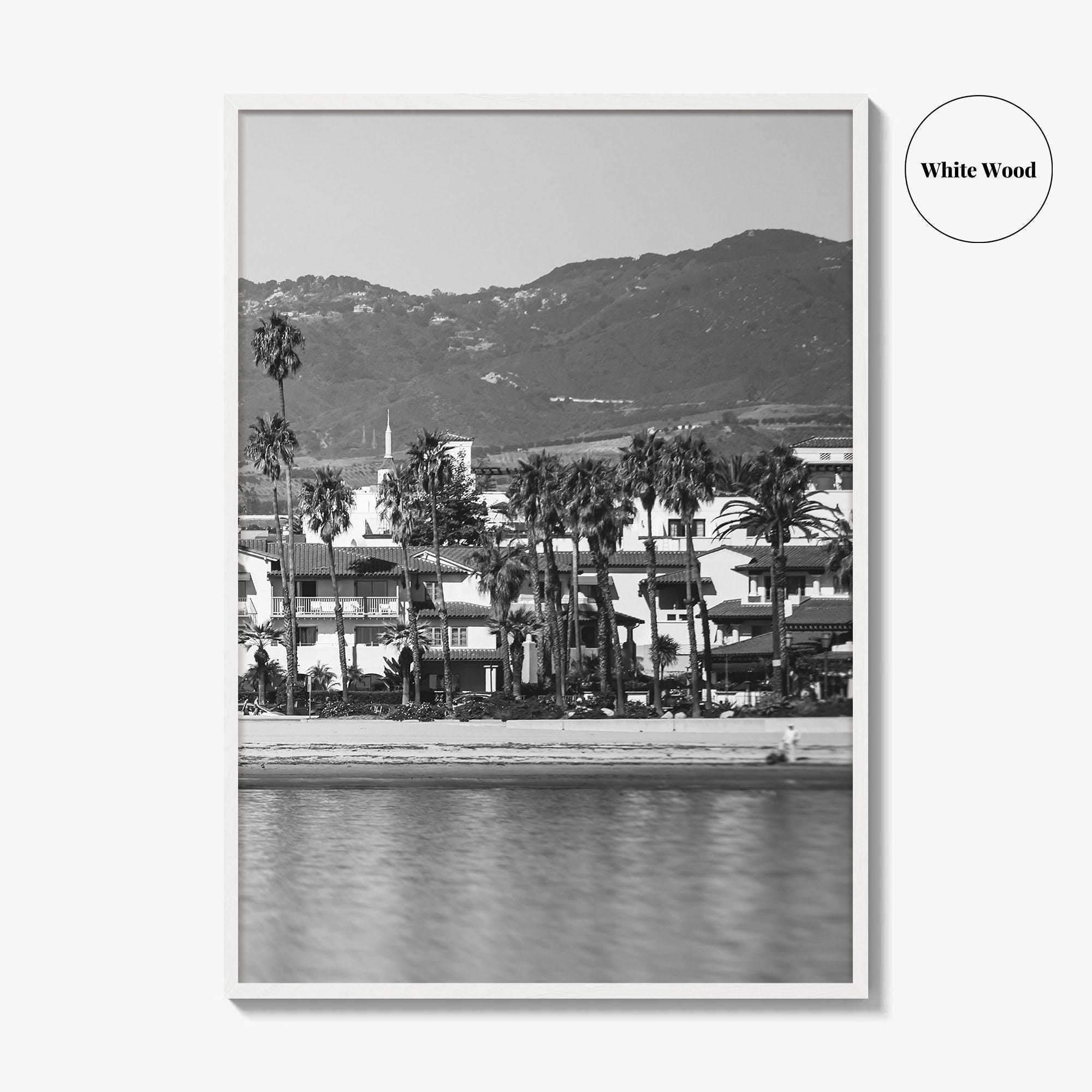 Santa Barbara Black and White Fine Art Photo Print, California Beach Marina Poster