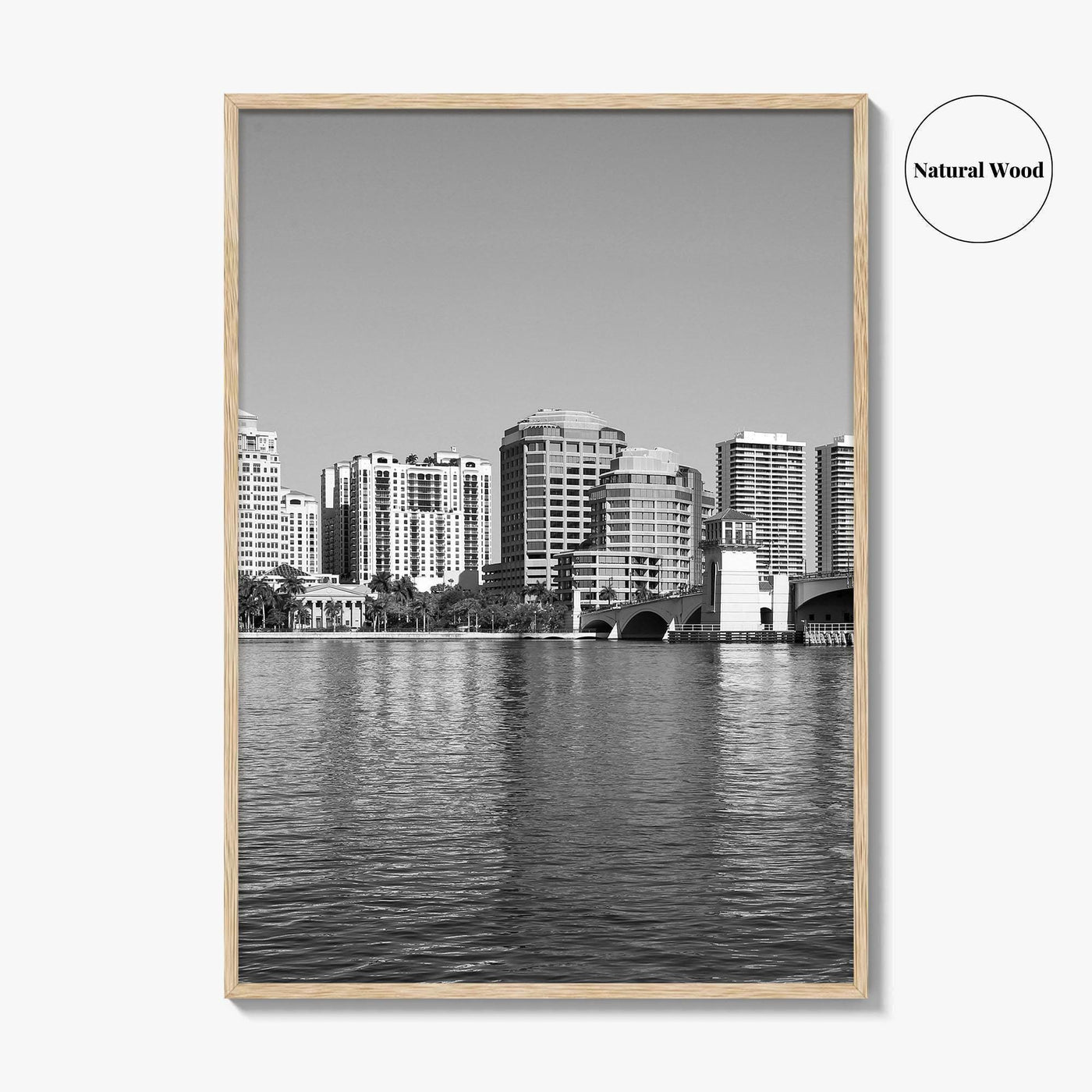 West Palm Beach Skyline Black and White Fine Art Photo Print, Florida Poster
