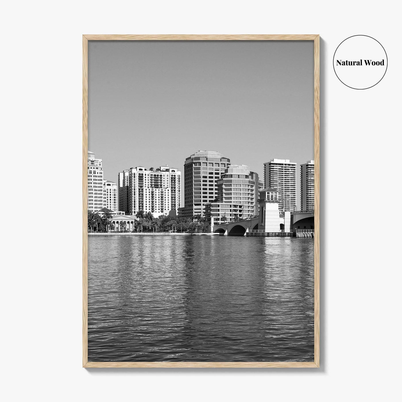 West Palm Beach Skyline Black and White Fine Art Photo Print, Florida Poster