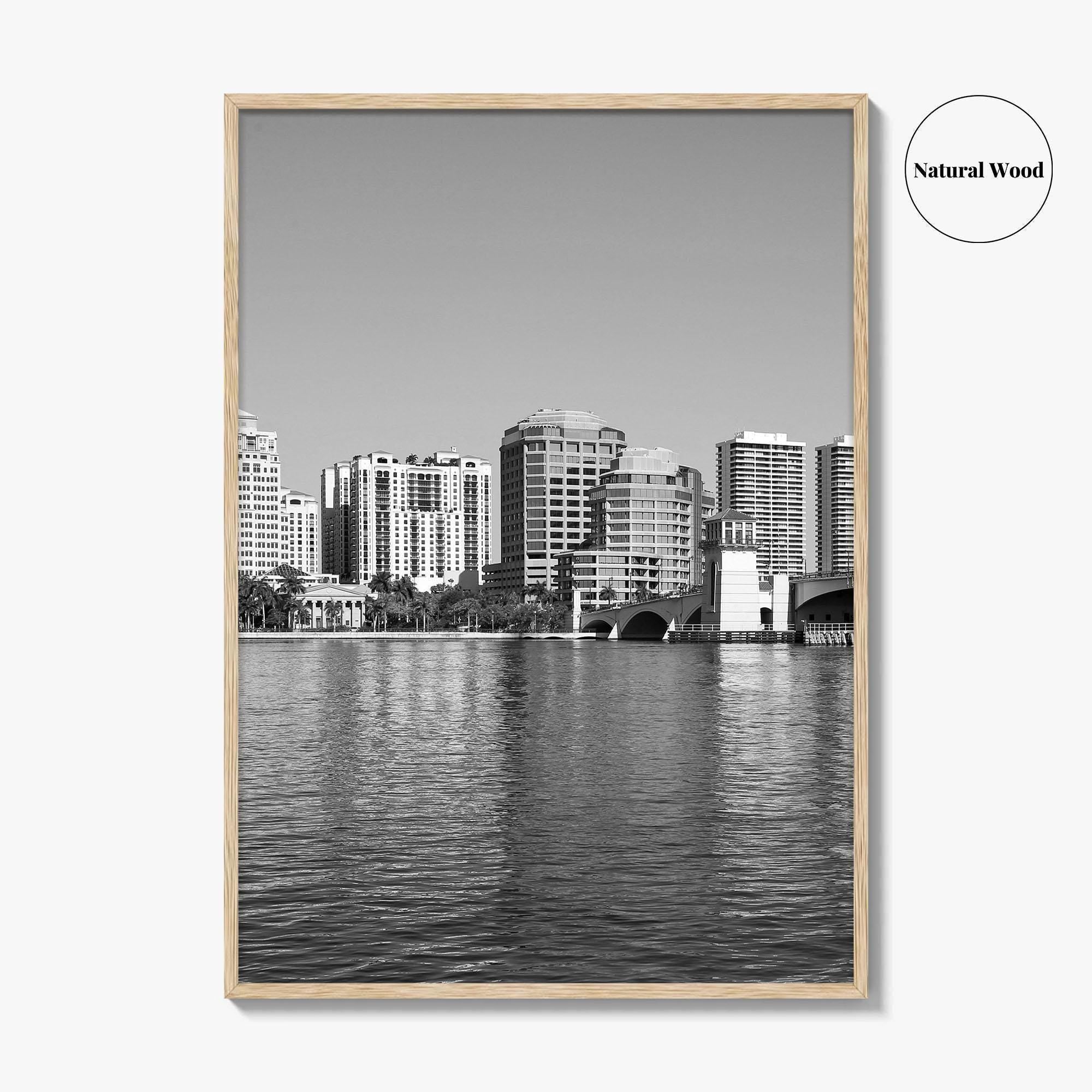 West Palm Beach Skyline Black and White Fine Art Photo Print, Florida Poster