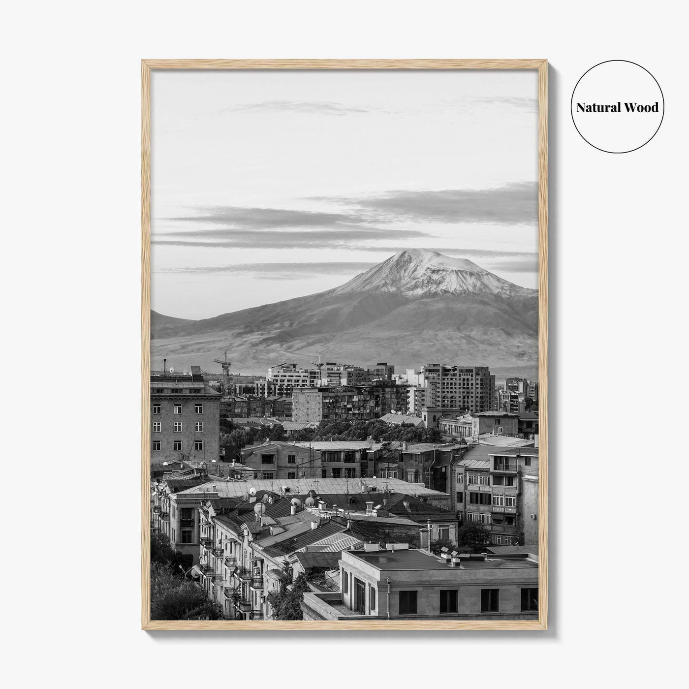Yerevan Black and White Fine Art Photo Print, Armenia Wall Poster, Mount Ararat, Cascade