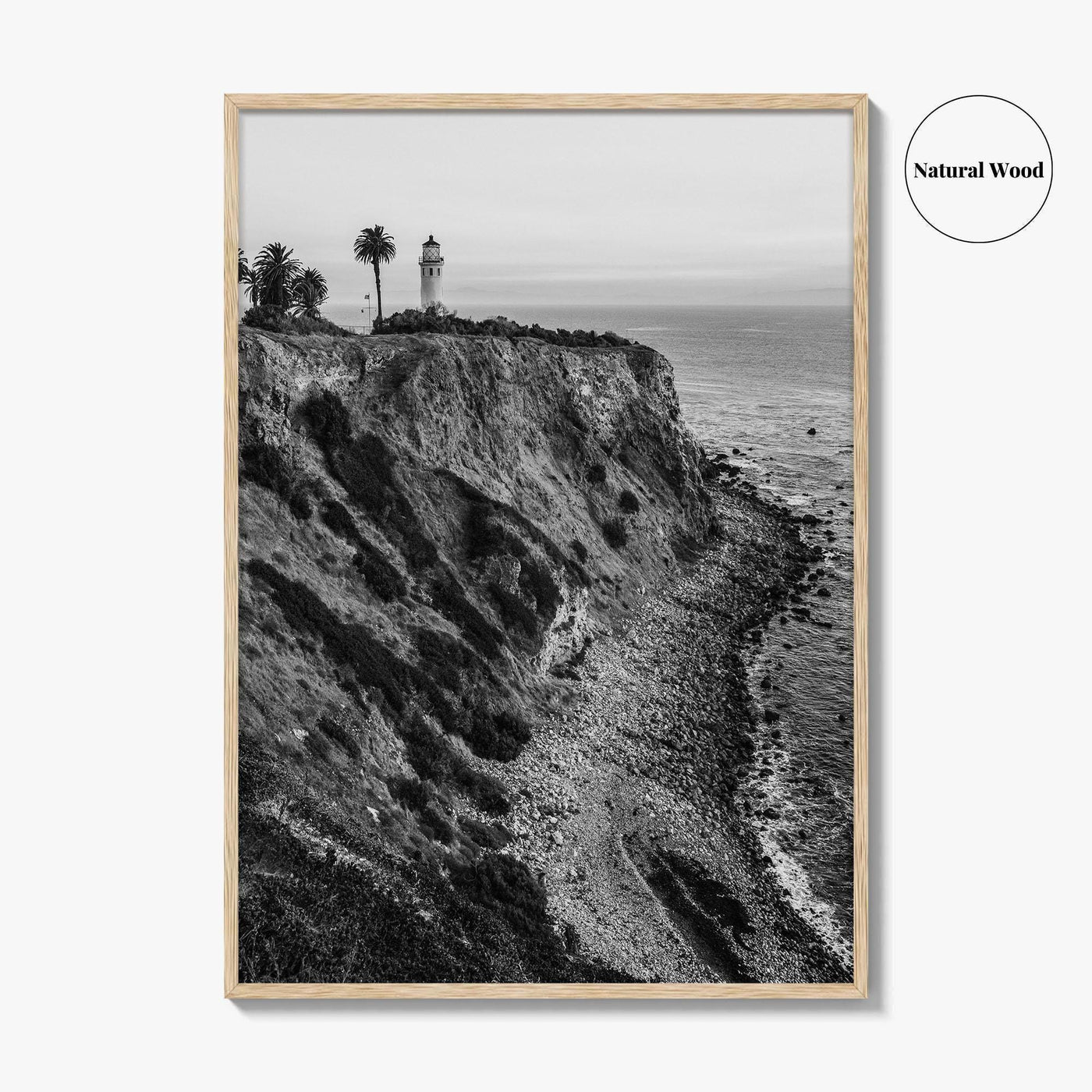 Rancho Palos Verdes Black and White Fine Art Photo Print, Point Vicente Lighthouse Poster