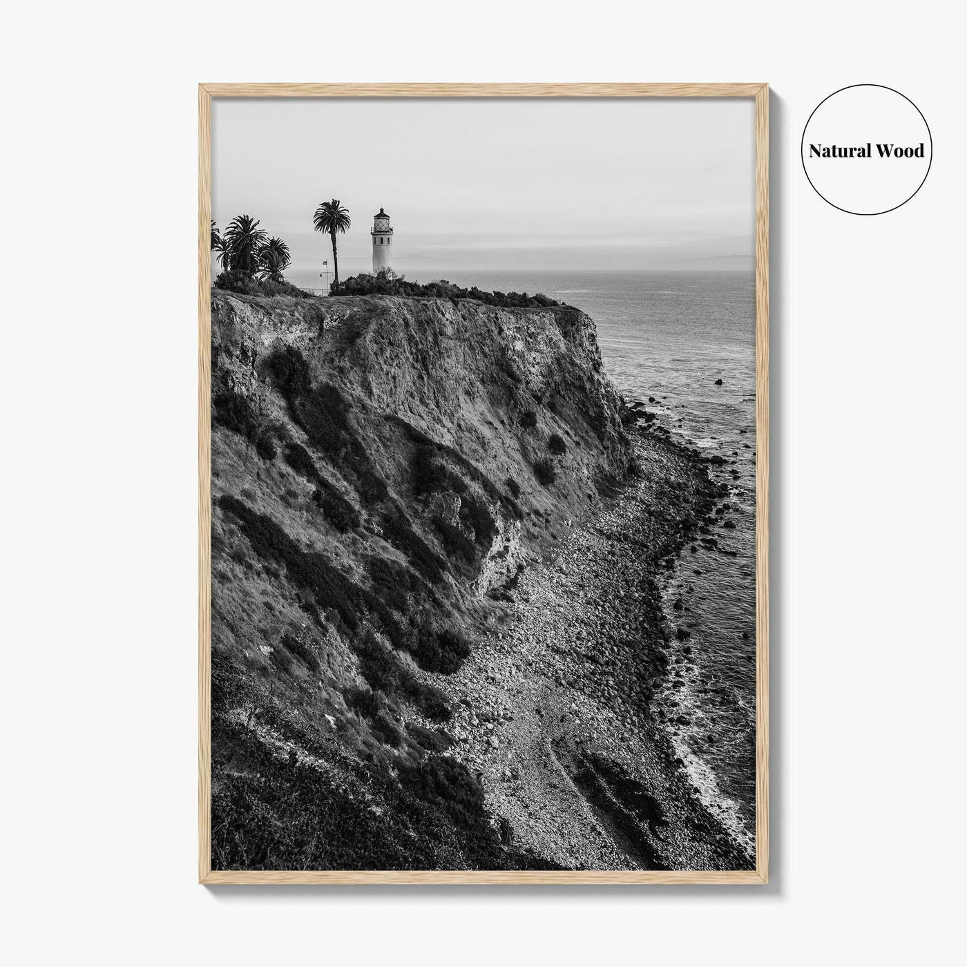 Rancho Palos Verdes Black and White Fine Art Photo Print, Point Vicente Lighthouse Poster