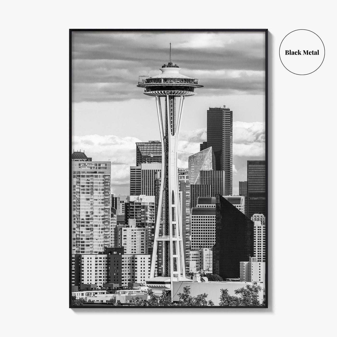 Seattle Skyline Black and White Fine Art Photo Print, Washington Poster