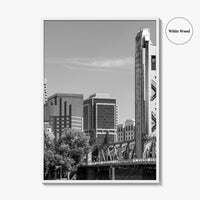 Sacramento Skyline Black and White Fine Art Photo Print, Tower Bridge, California Poster