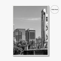 Sacramento Skyline Black and White Fine Art Photo Print, Tower Bridge, California Poster