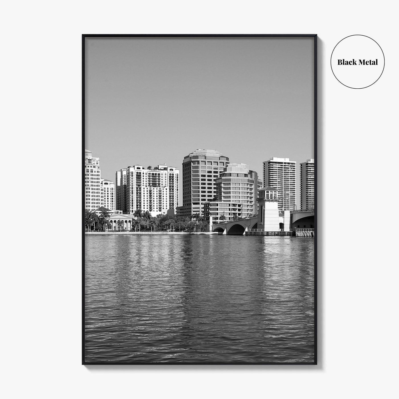 West Palm Beach Skyline Black and White Fine Art Photo Print, Florida Poster