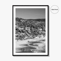 Laguna Beach Black and White Fine Art Photo Print, Crescent Bay California Poster
