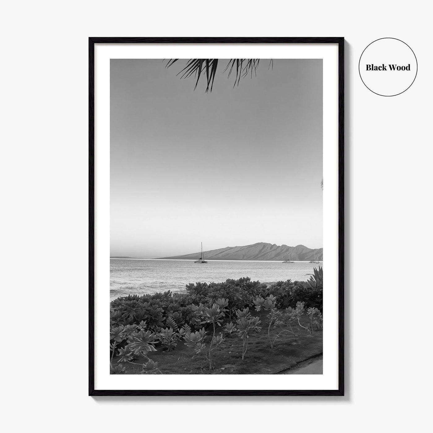 Lahaina Black and White Fine Art Photo Print, Kaanapali Beach, Molokai, Maui Hawaii Poster