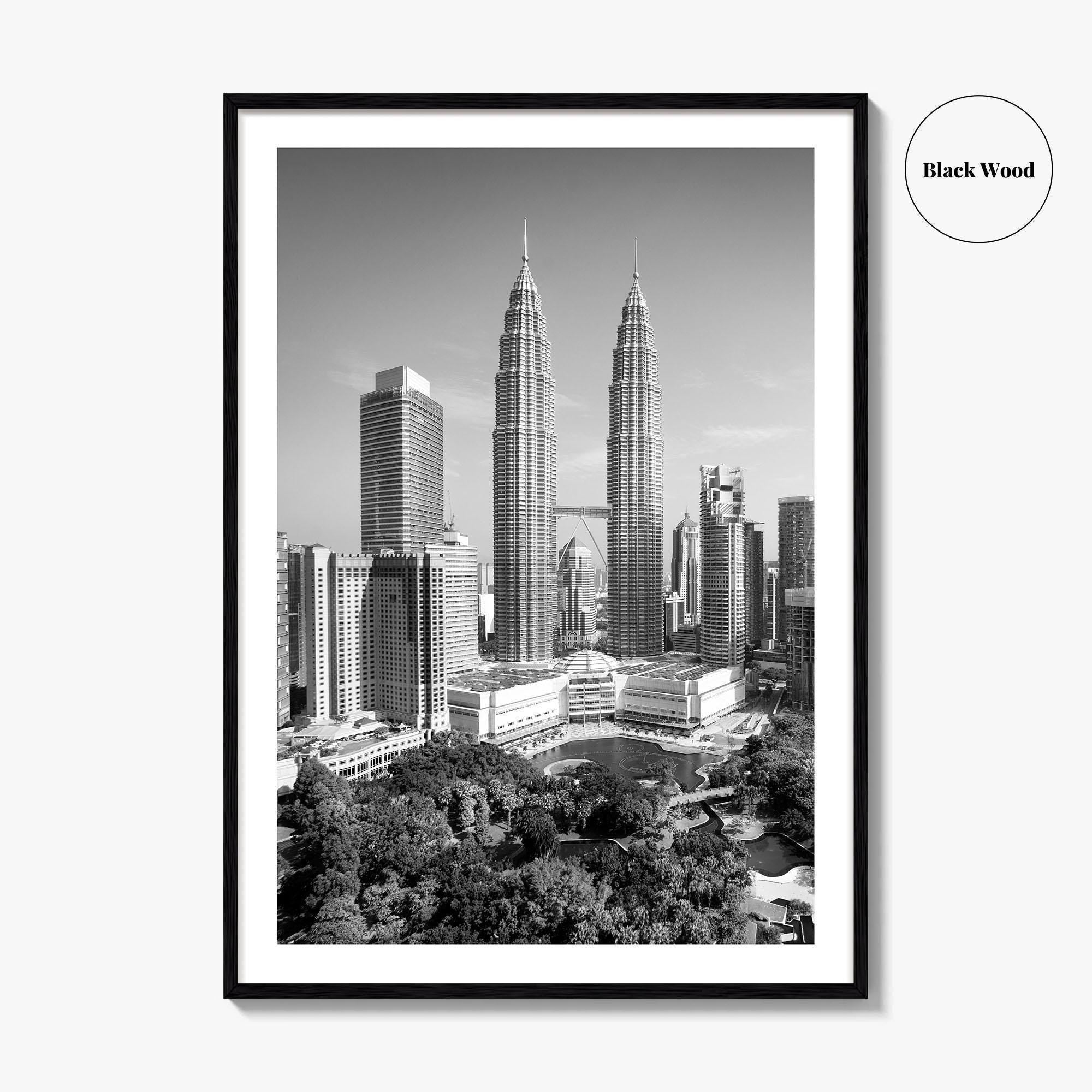 Kuala Lumpur Skyline Black and White Fine Art Photo Print, Malaysia Poster