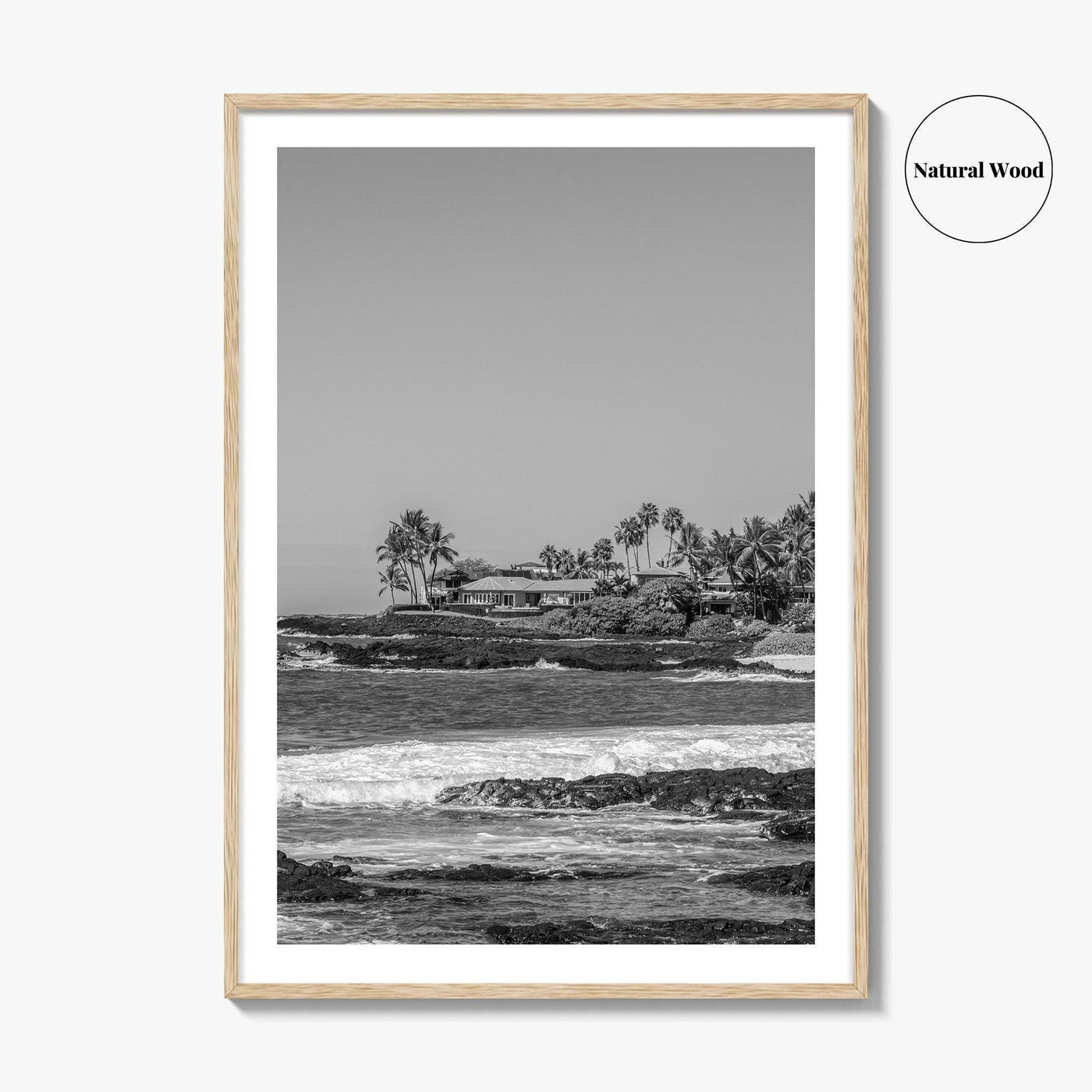 Kailua Kona Black and White Fine Art Photo Print, Alula Beach, Big Island Hawaii