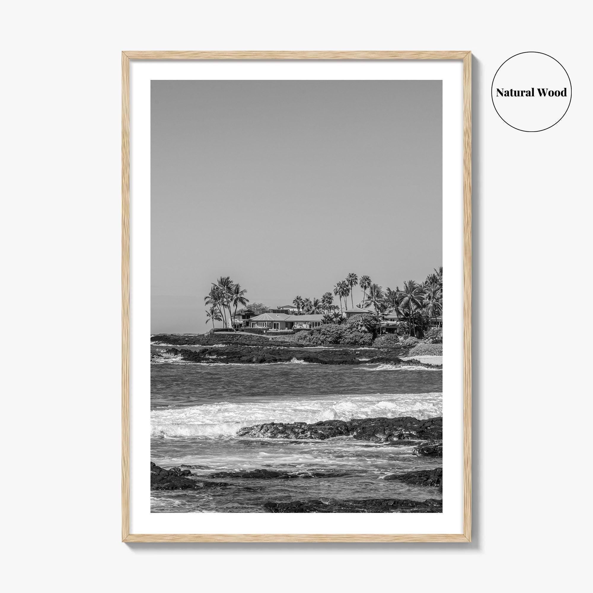 Kailua Kona Black and White Fine Art Photo Print, Alula Beach, Big Island Hawaii