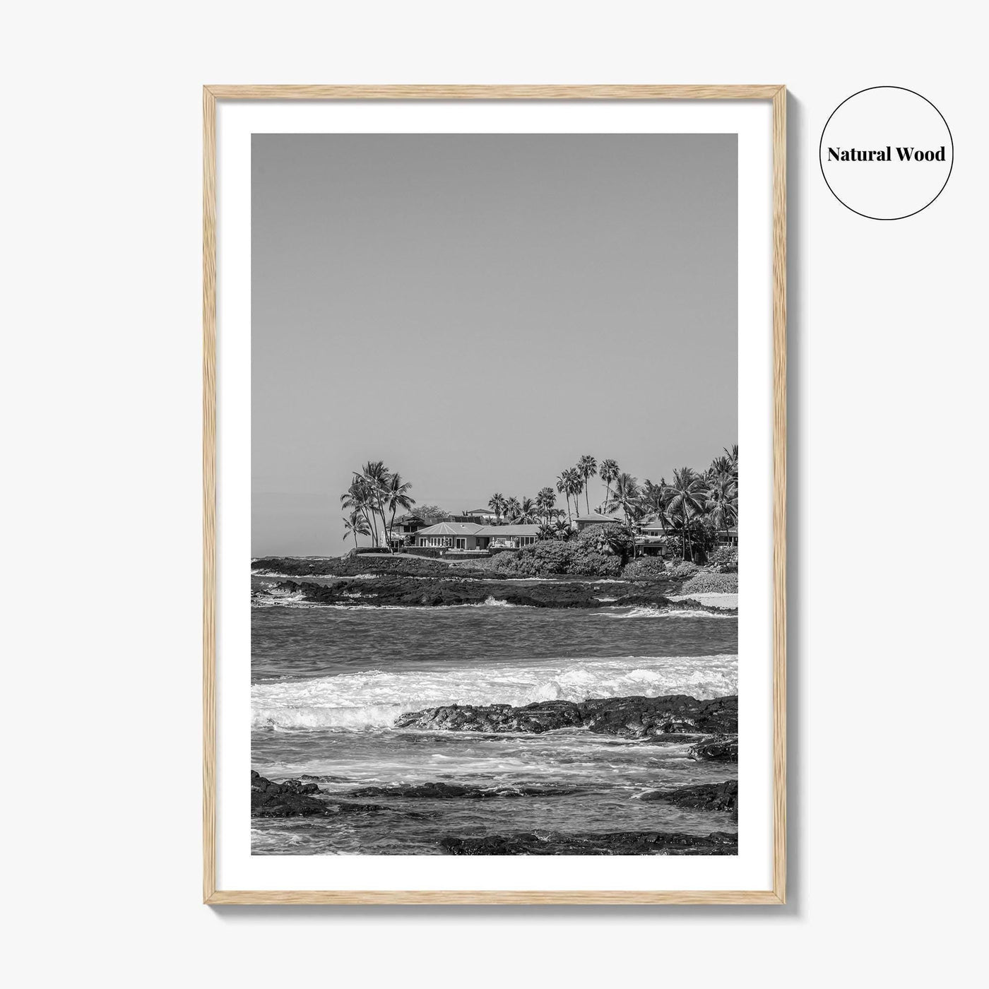 Kailua Kona Black and White Fine Art Photo Print, Alula Beach, Big Island Hawaii