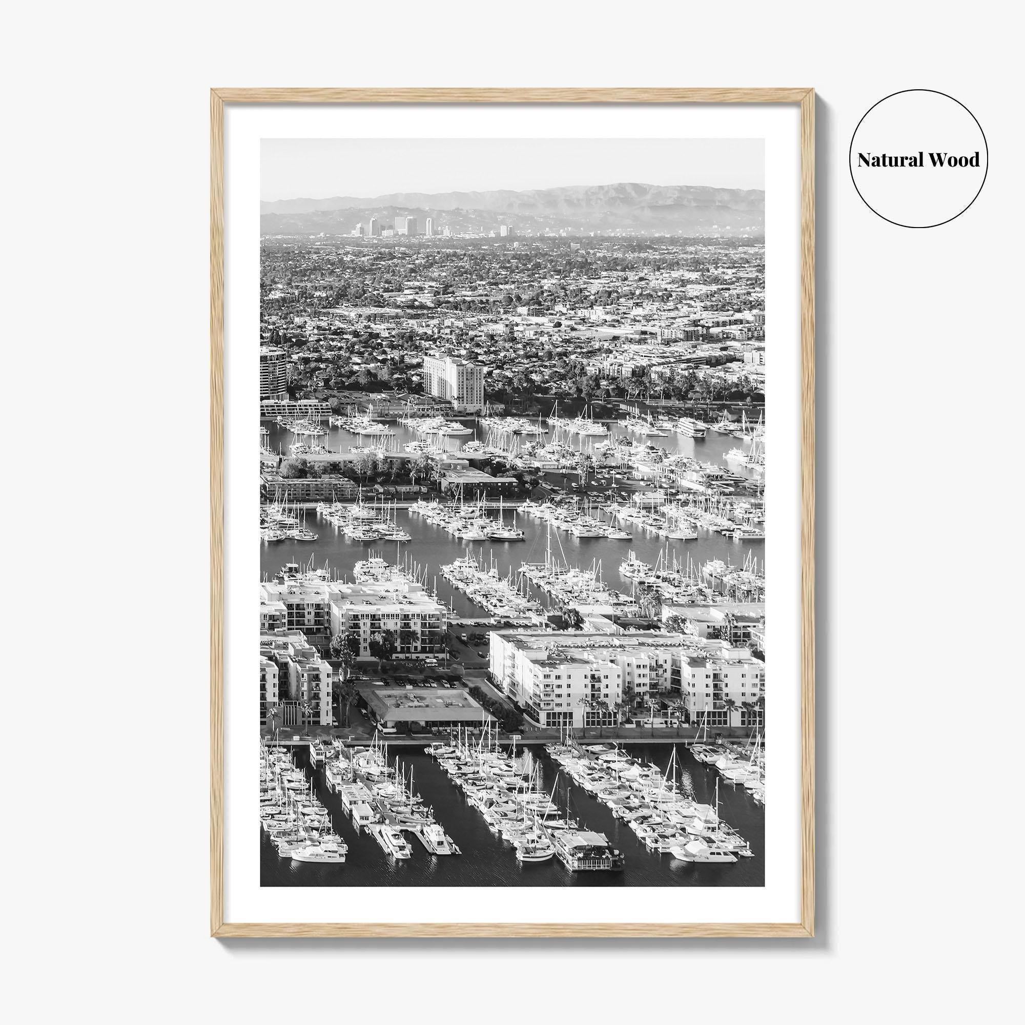 Marina del Rey Black and White Fine Art Photo Print, Los Angeles Poster