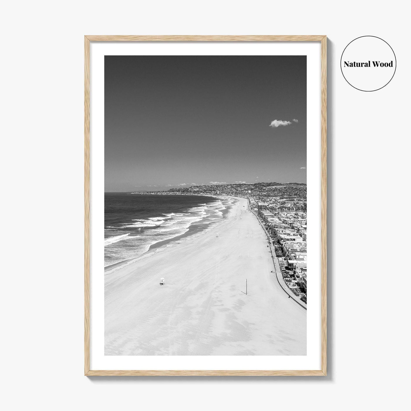 Mission Beach Black and White Fine Art Photo Print, San Diego Poster, California Poster