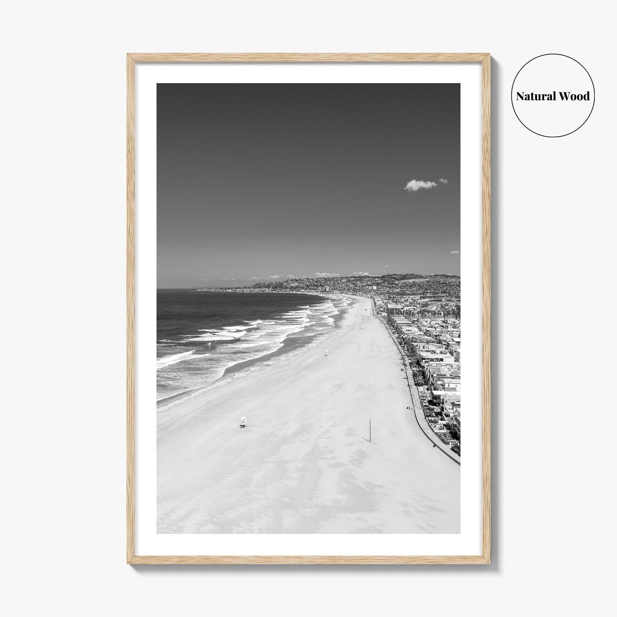 Mission Beach Black and White Fine Art Photo Print, San Diego Poster, California Poster