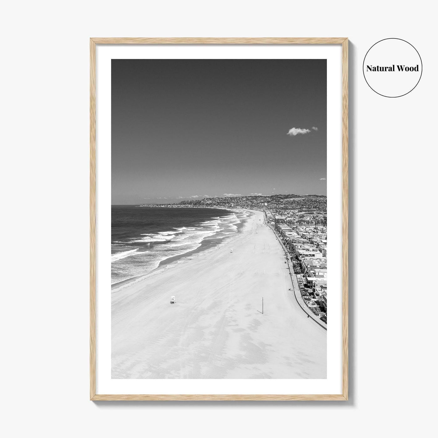 Mission Beach Black and White Fine Art Photo Print, San Diego Poster, California Poster