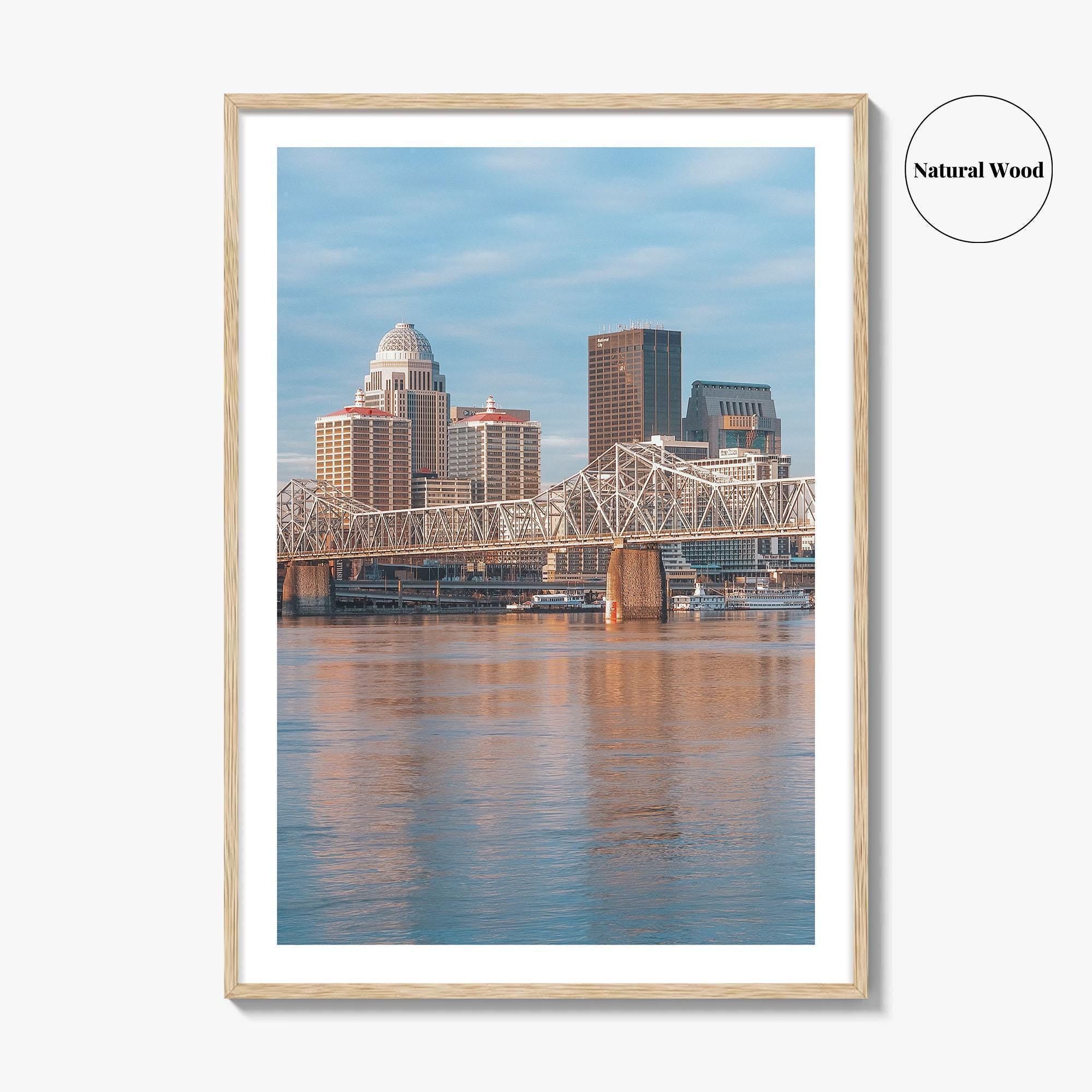 Louisville Skyline Fine Art Photo Print, Kentucky, Clark Memorial Bridge, Ohio River Poster