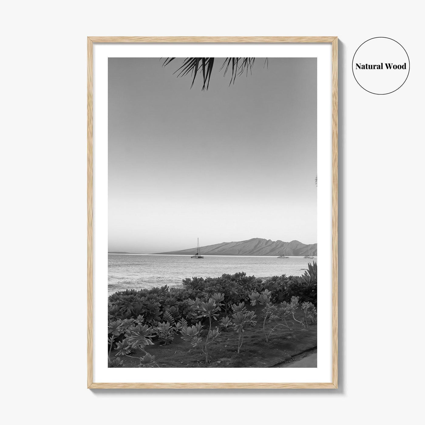 Lahaina Black and White Fine Art Photo Print, Kaanapali Beach, Molokai, Maui Hawaii Poster