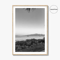 Lahaina Black and White Fine Art Photo Print, Kaanapali Beach, Molokai, Maui Hawaii Poster