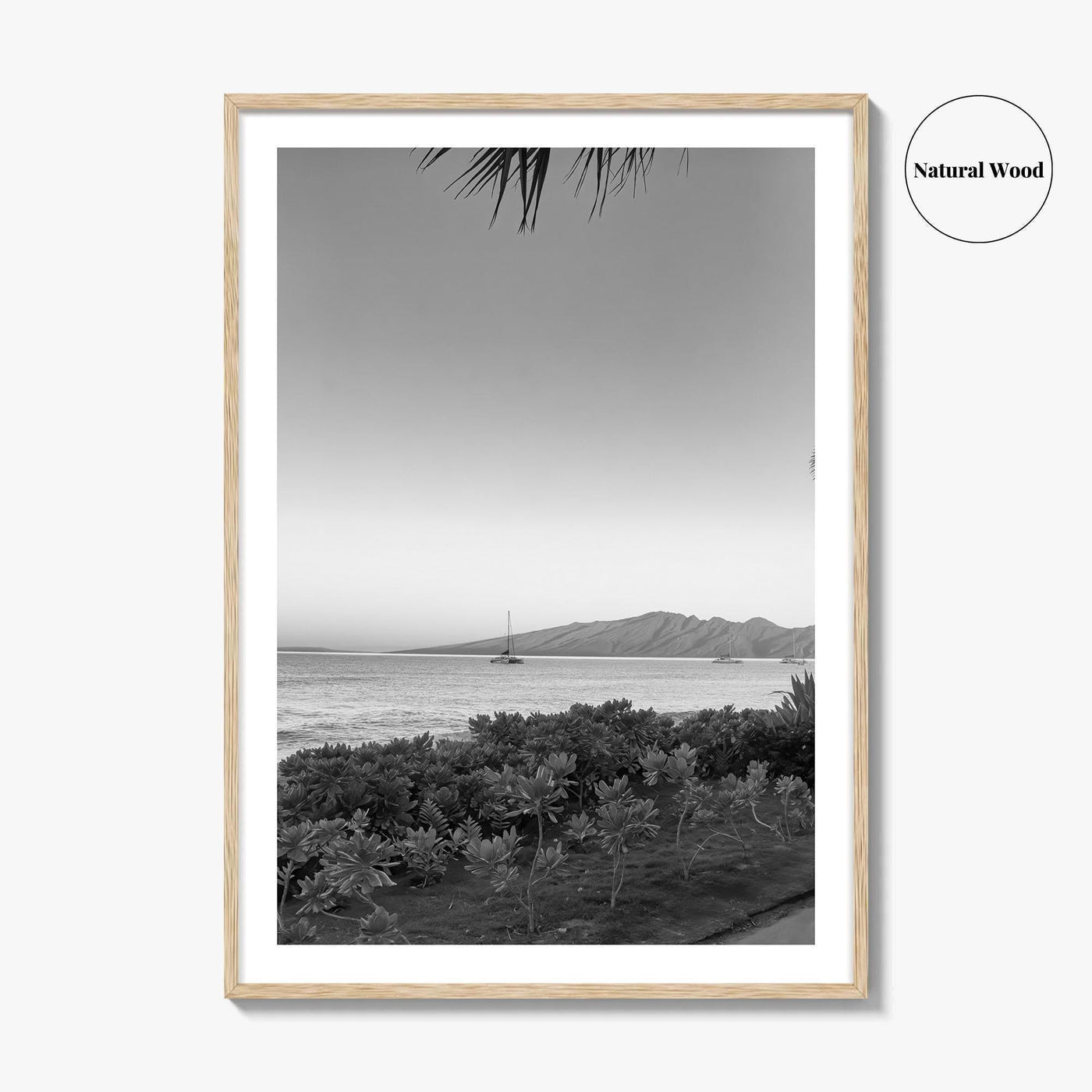 Lahaina Black and White Fine Art Photo Print, Kaanapali Beach, Molokai, Maui Hawaii Poster