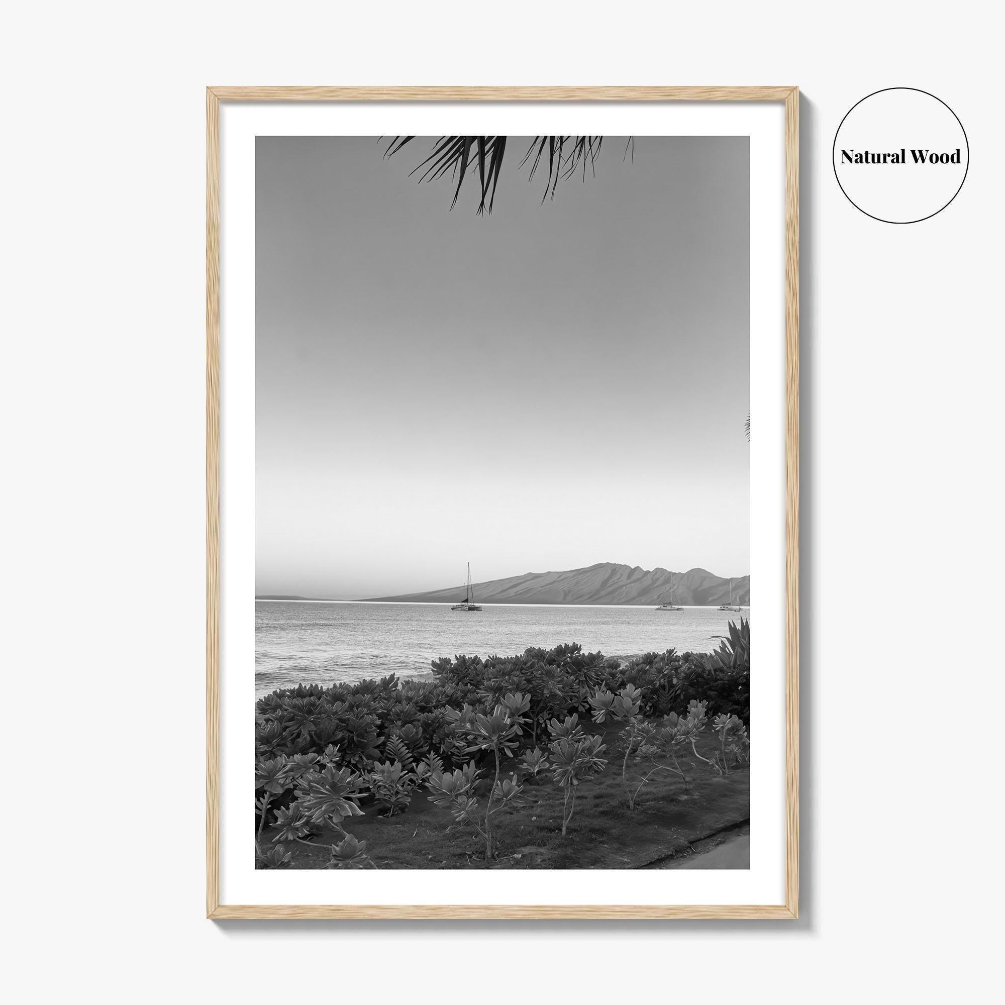 Lahaina Black and White Fine Art Photo Print, Kaanapali Beach, Molokai, Maui Hawaii Poster