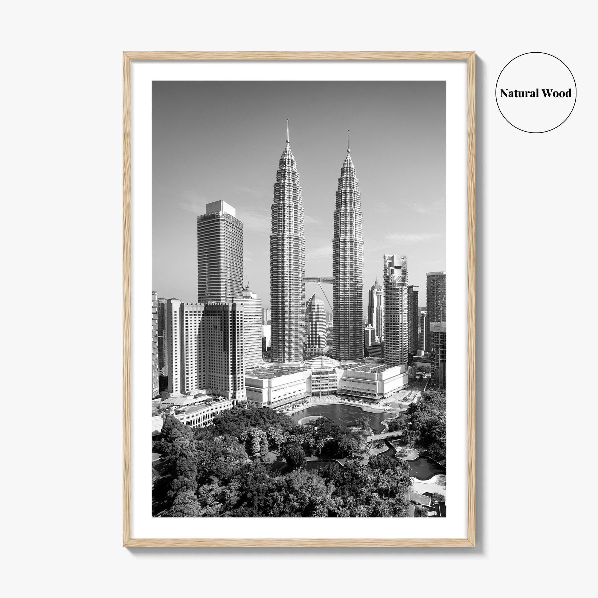 Kuala Lumpur Skyline Black and White Fine Art Photo Print, Malaysia Poster