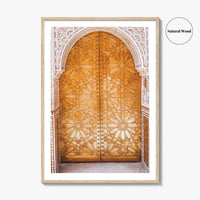 Marrakesh Golden Fine Art Photo Print, Marrakech Morocco Ornate Medina Door, Poster, North Africa