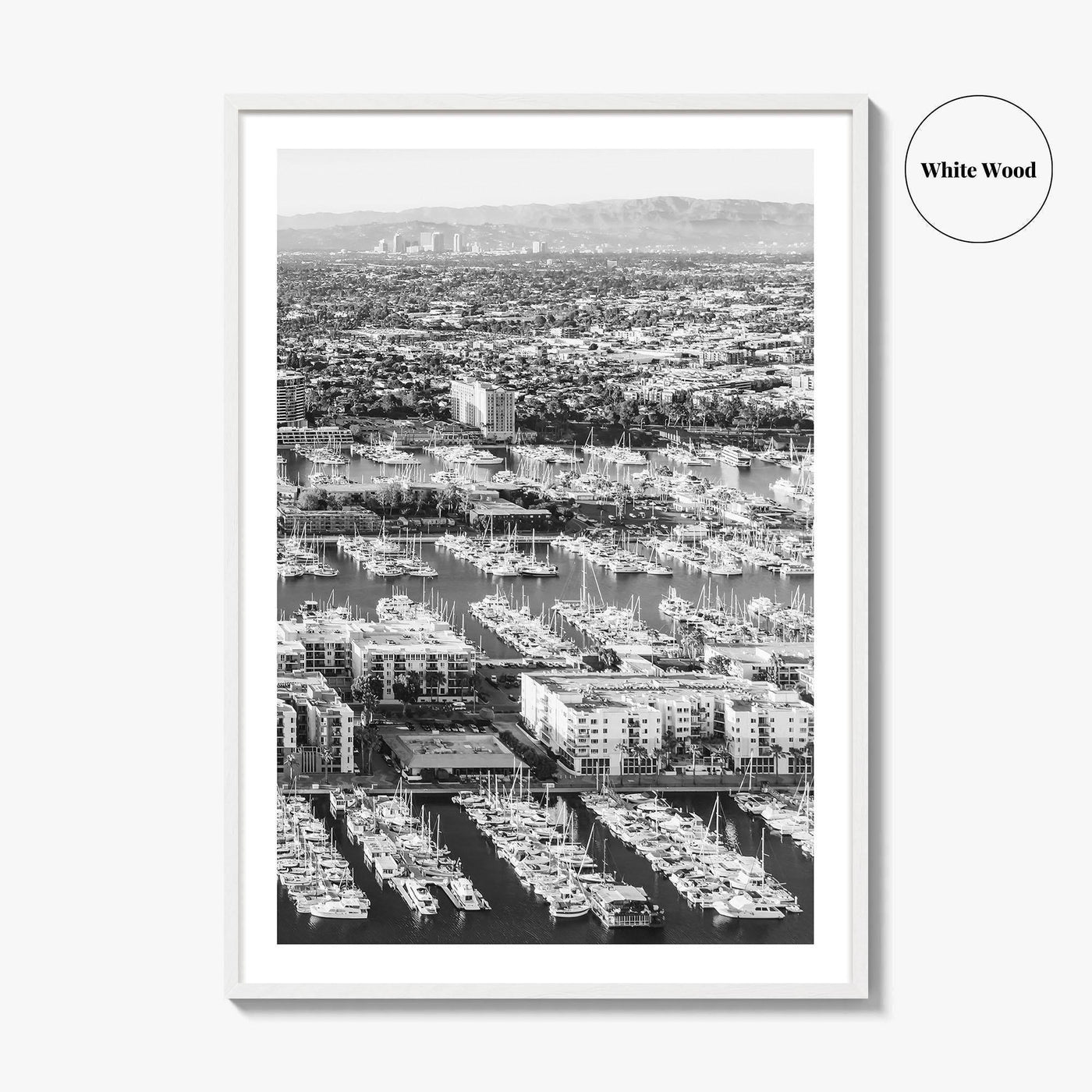 Marina del Rey Black and White Fine Art Photo Print, Los Angeles Poster