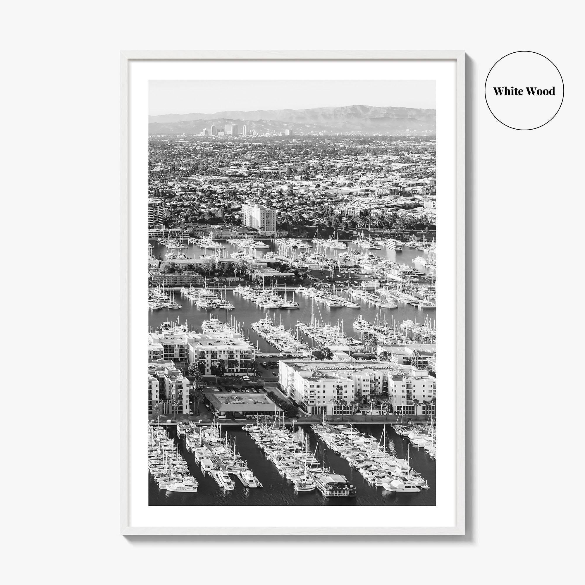 Marina del Rey Black and White Fine Art Photo Print, Los Angeles Poster