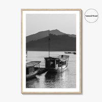 Luang Prabang Black and White Fine Art Photo Print, Mekong River Laos Poster