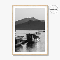 Luang Prabang Black and White Fine Art Photo Print, Mekong River Laos Poster