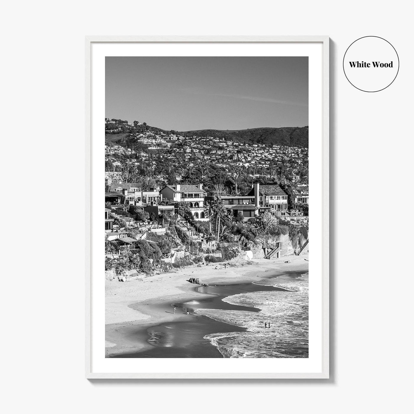 Laguna Beach Black and White Fine Art Photo Print, Crescent Bay California Poster