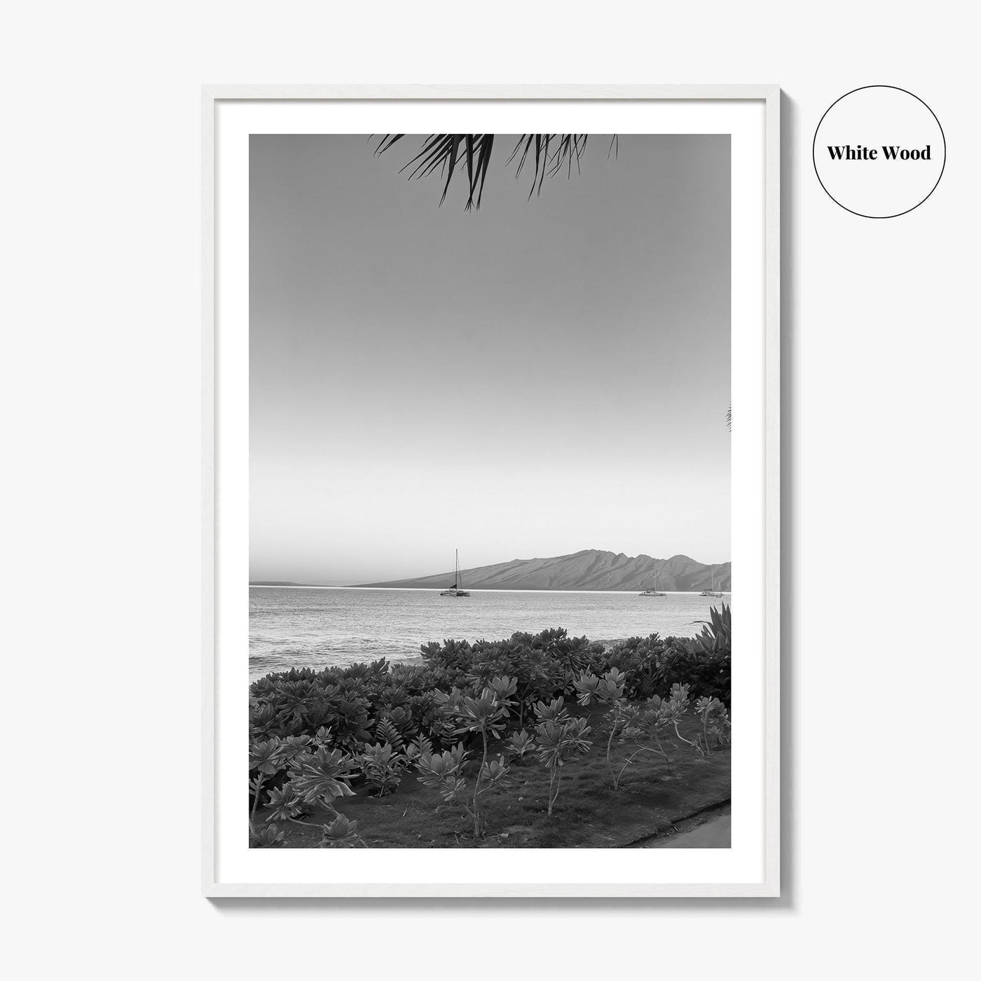 Lahaina Black and White Fine Art Photo Print, Kaanapali Beach, Molokai, Maui Hawaii Poster