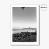 Lahaina Black and White Fine Art Photo Print, Kaanapali Beach, Molokai, Maui Hawaii Poster