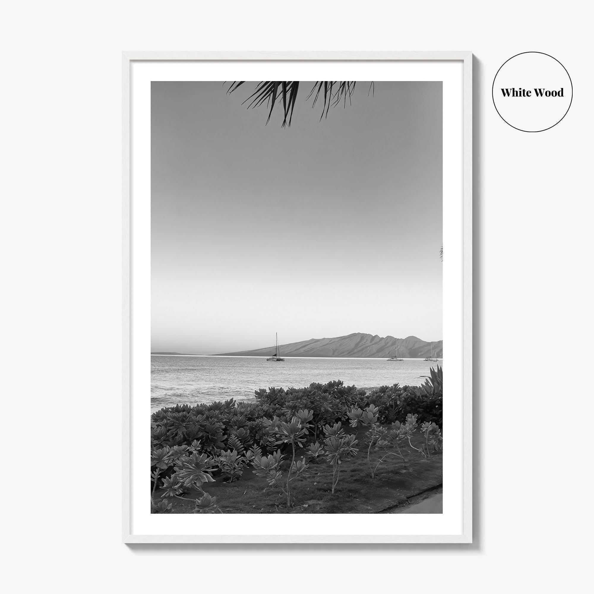 Lahaina Black and White Fine Art Photo Print, Kaanapali Beach, Molokai, Maui Hawaii Poster
