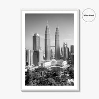 Kuala Lumpur Skyline Black and White Fine Art Photo Print, Malaysia Poster