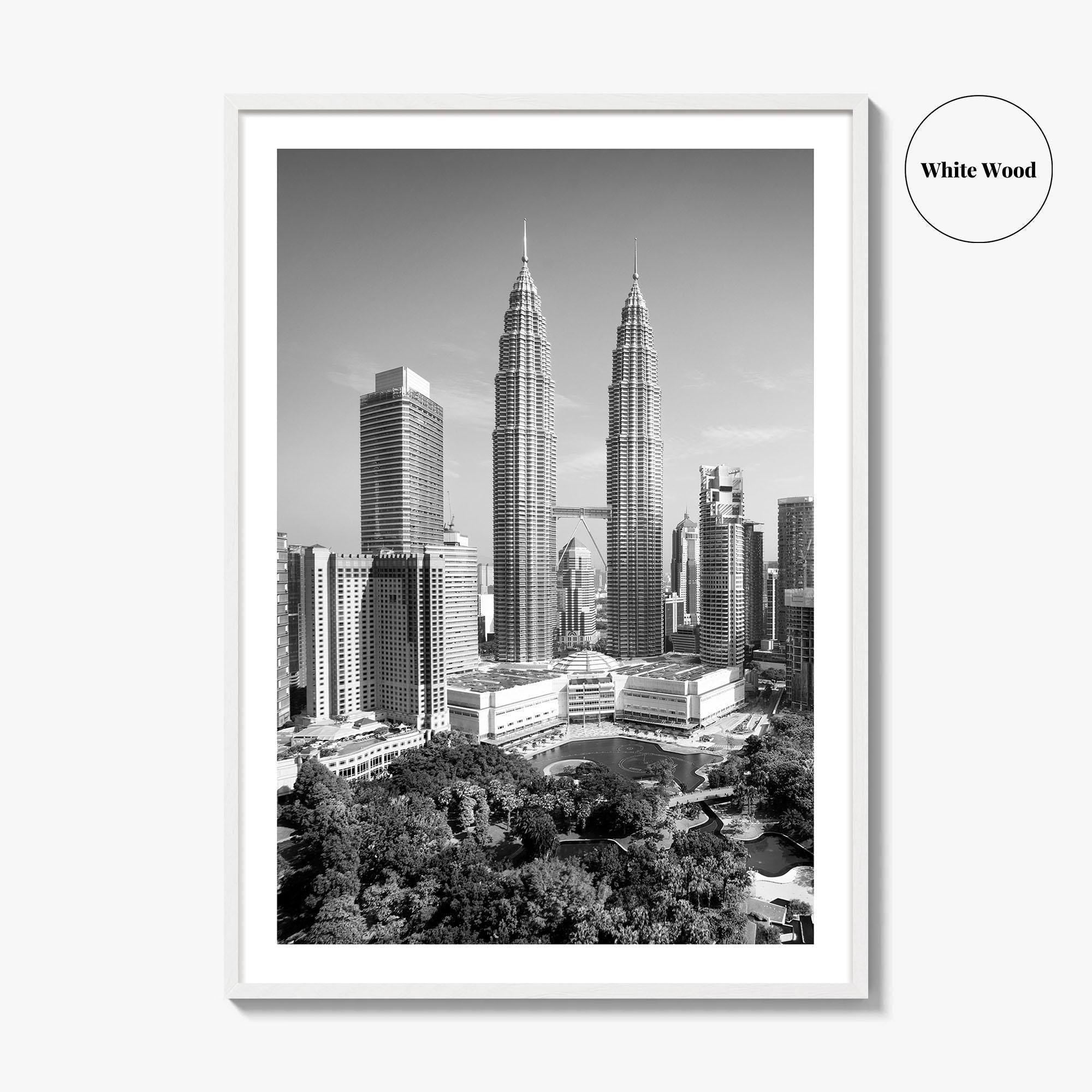 Kuala Lumpur Skyline Black and White Fine Art Photo Print, Malaysia Poster