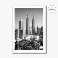 Kuala Lumpur Skyline Black and White Fine Art Photo Print, Malaysia Poster