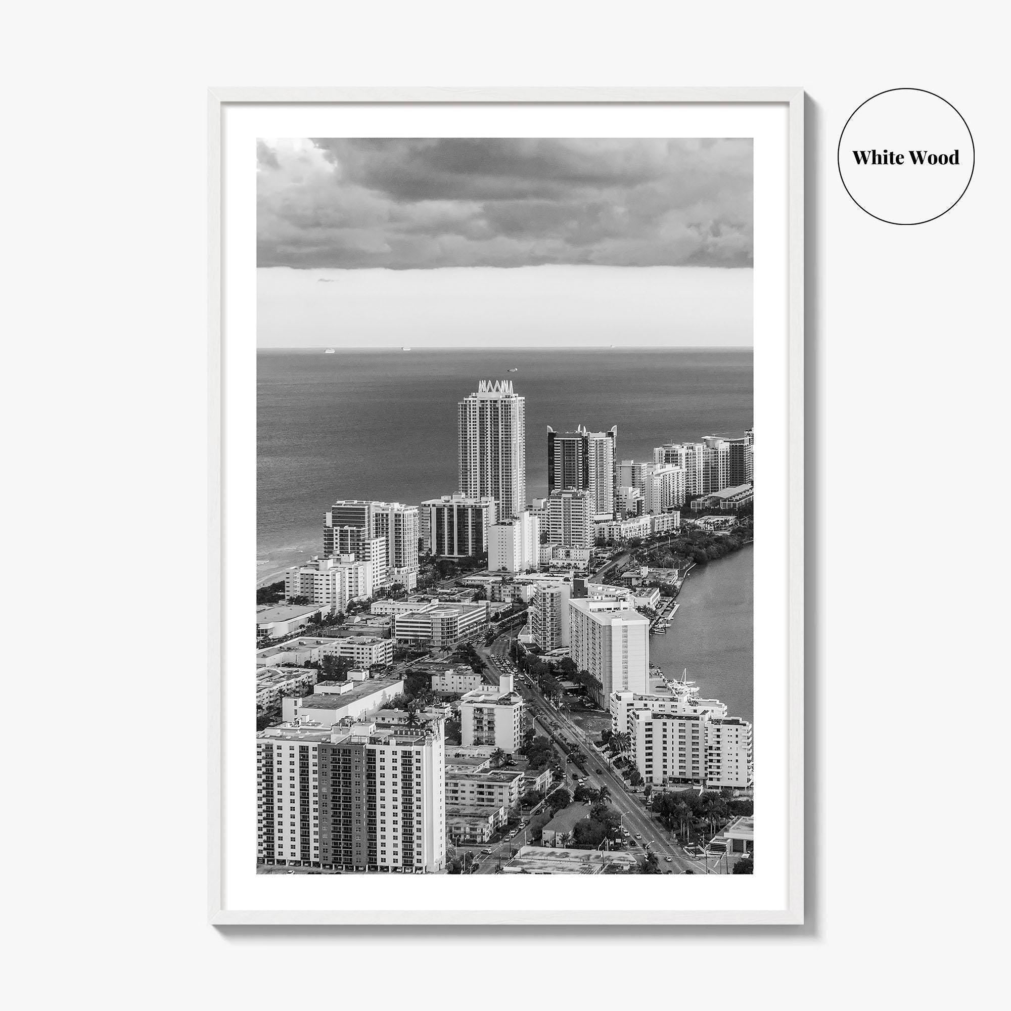 Miami Black and White Fine Art Photo Print, South Beach Florida Poster