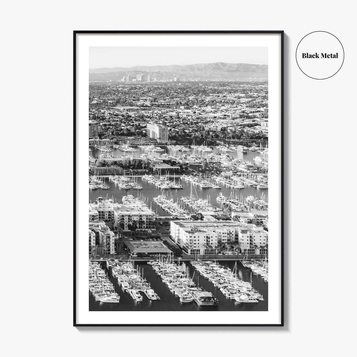 Marina del Rey Black and White Fine Art Photo Print, Los Angeles Poster